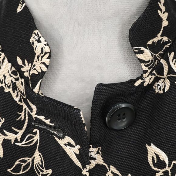 Charter Club Jacket Petites 6P Silk Black Ivory Floral Lined Blazer Vintage - Picture 11 of 13